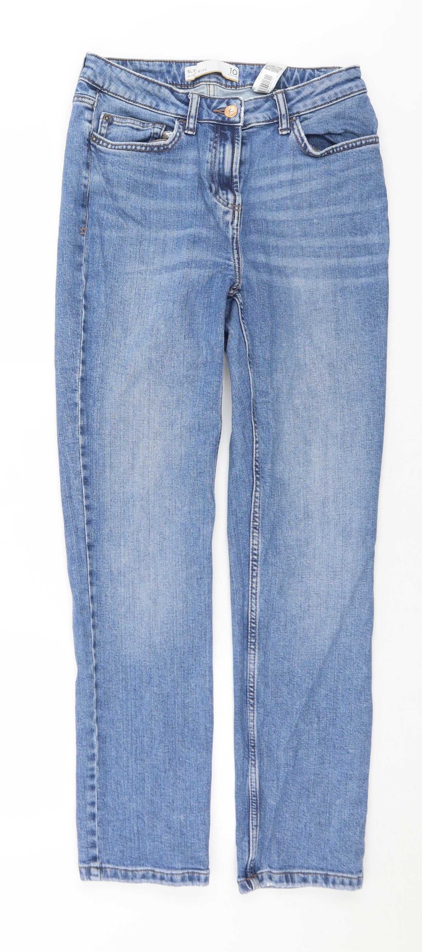 NEXT Womens Blue  Cotton Straight Jeans Size 10 L29 in Slim Button