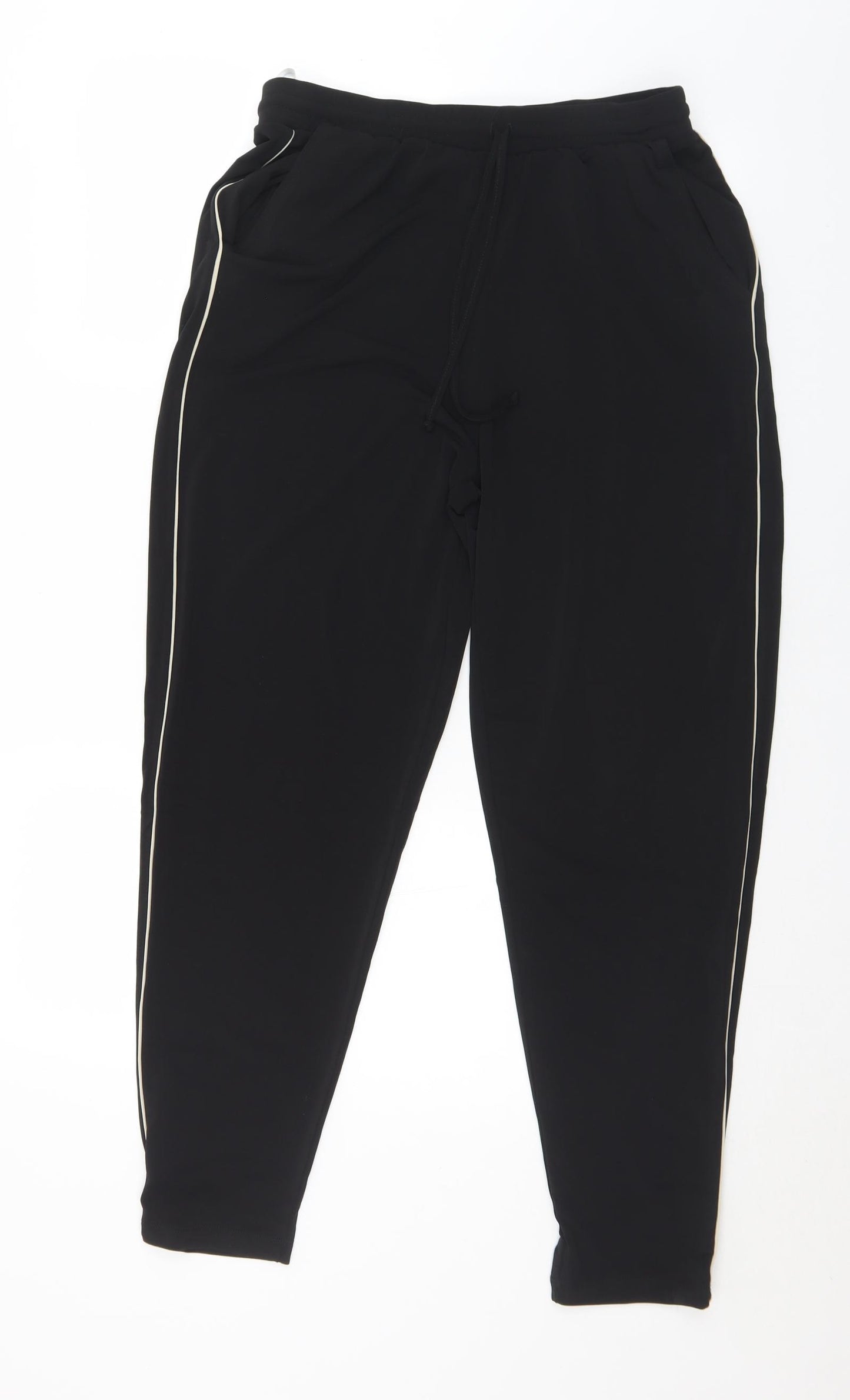 Kim & Co Womens Black  Polyester Jogger Trousers Size XS L28 in Regular Drawstring