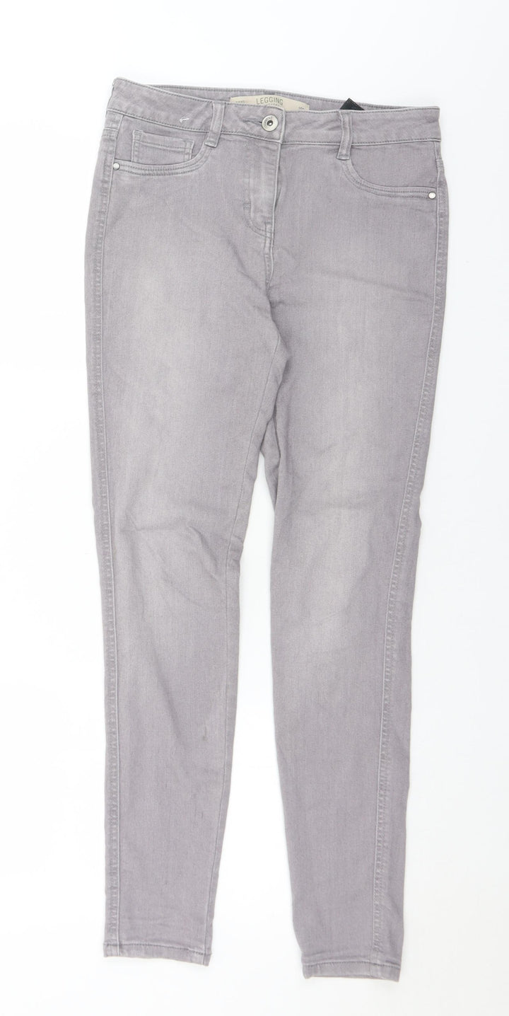 NEXT Womens Grey Cotton Skinny Jeans Size 10 L29 in Regular Button