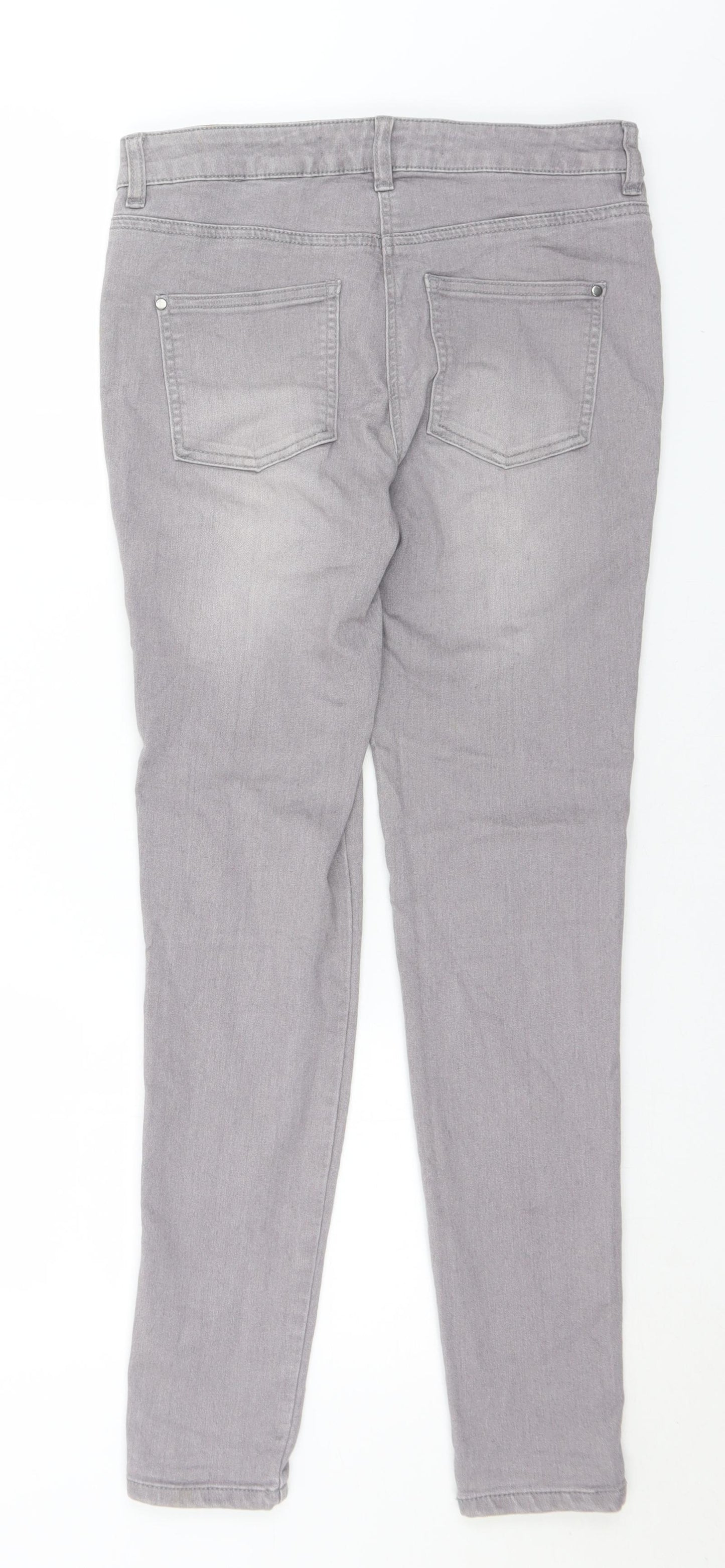 NEXT Womens Grey  Cotton Skinny Jeans Size 10 L29 in Regular Button