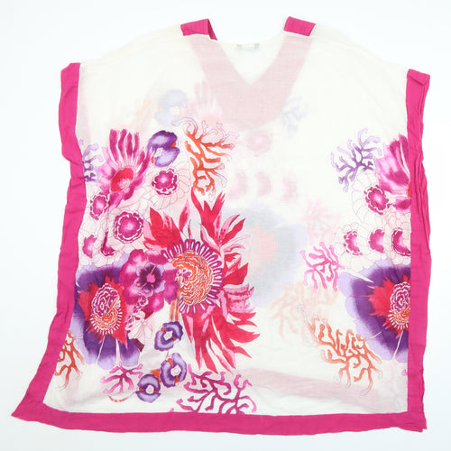 Roman Womens Multicoloured Floral Cotton Kimono Blouse Size M V-Neck