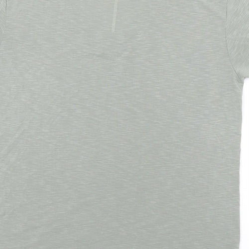 Preworn Womens Green  Polyester Basic T-Shirt Size L V-Neck