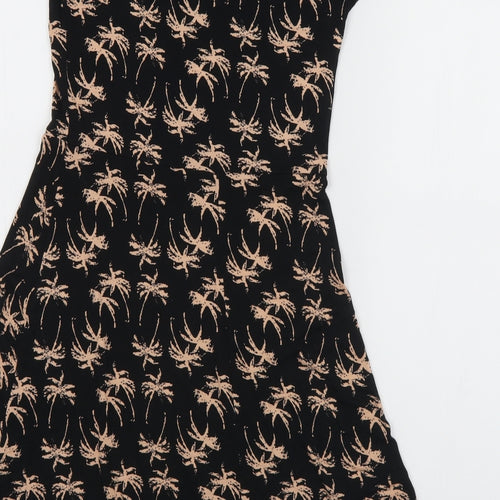 LASCANA Womens Black Geometric Viscose Skater Dress  Size S  V-Neck