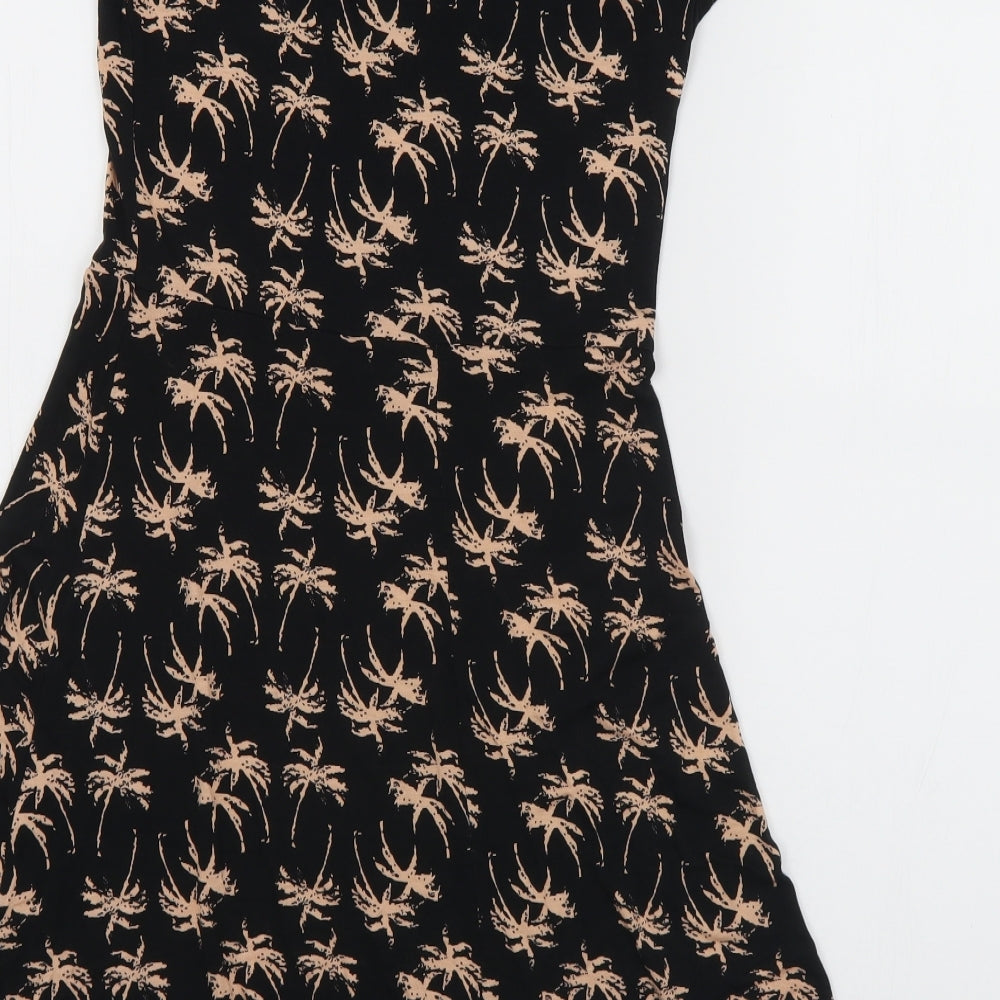 LASCANA Womens Black Geometric Viscose Skater Dress  Size S  V-Neck