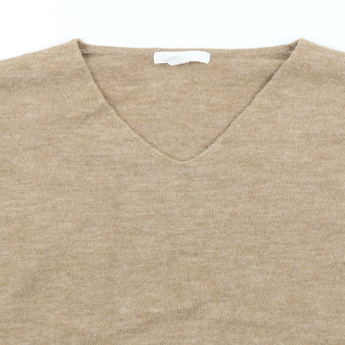 H&M Womens Brown V-Neck  Acrylic Pullover Jumper Size M