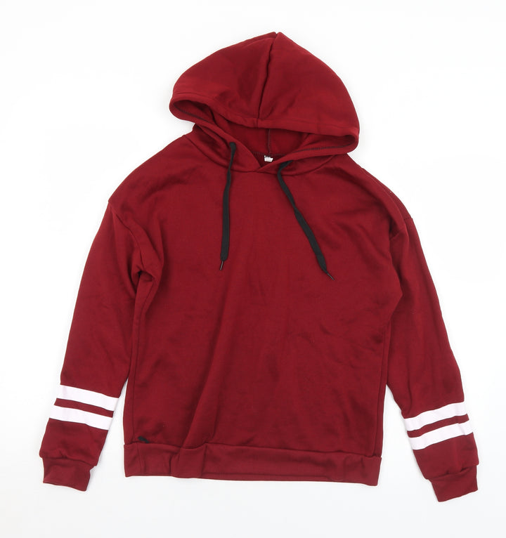 Preworn Womens Red  Polyester Pullover Hoodie Size M