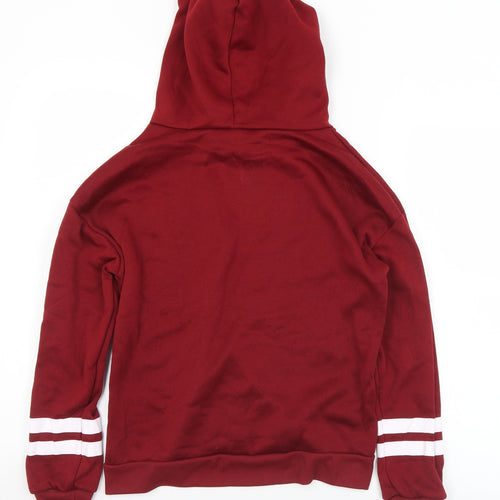 Preworn Womens Red  Polyester Pullover Hoodie Size M