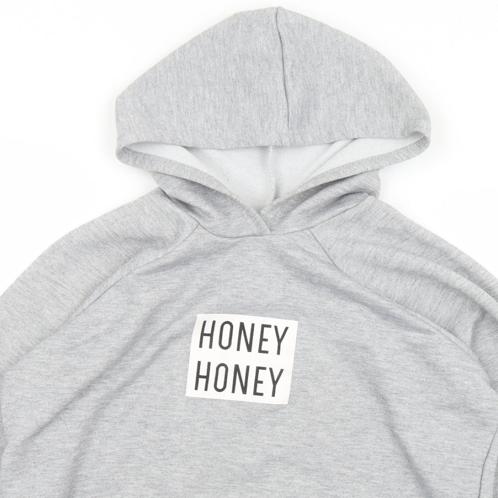 Boohoo Womens Grey  Polyester Pullover Hoodie Size 10   - Honey Honey