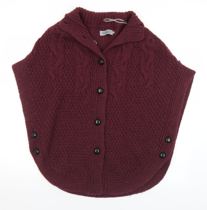 Soaked in Luxury Womens Purple Collared  Acrylic Cardigan Jumper Size S
