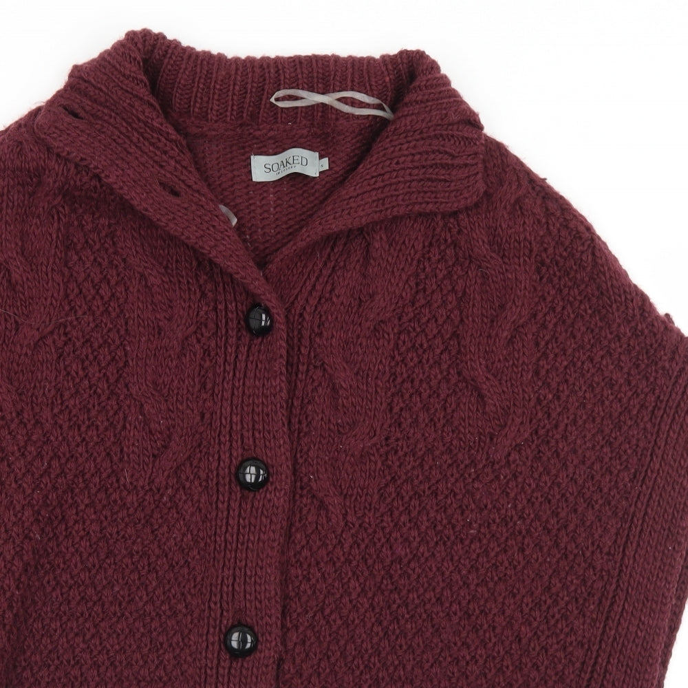 Soaked in Luxury Womens Purple Collared  Acrylic Cardigan Jumper Size S