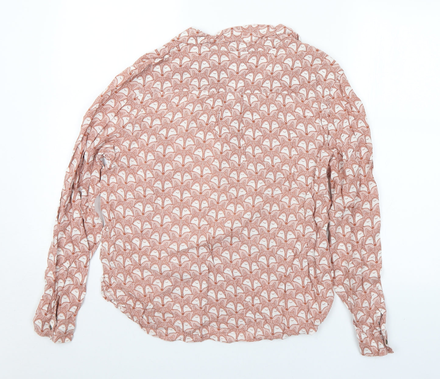 NEXT Womens Brown Geometric Viscose Basic Blouse Size 12 Collared - Foxes
