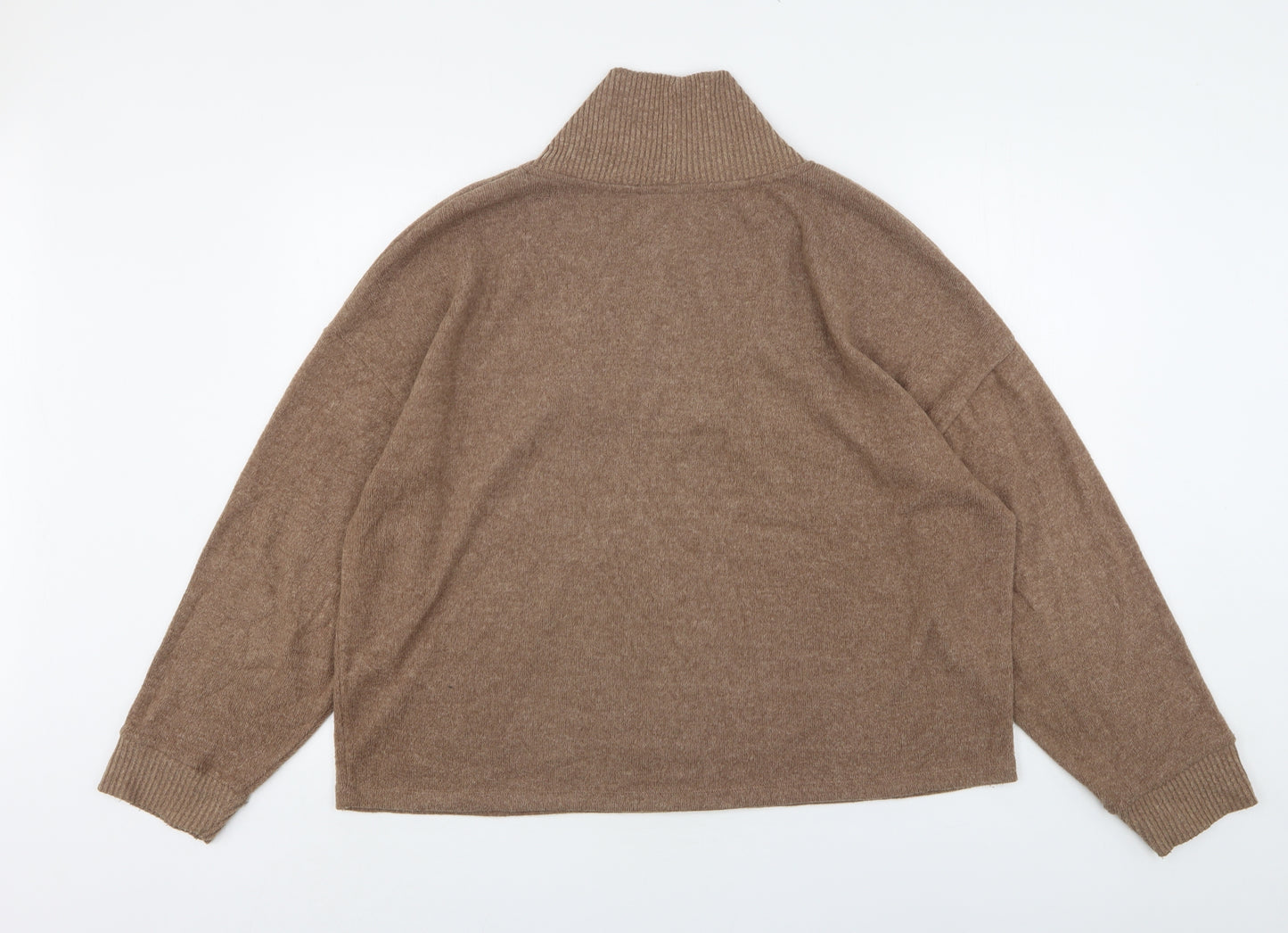 TU Womens Beige V-Neck  Polyester Pullover Jumper Size 18