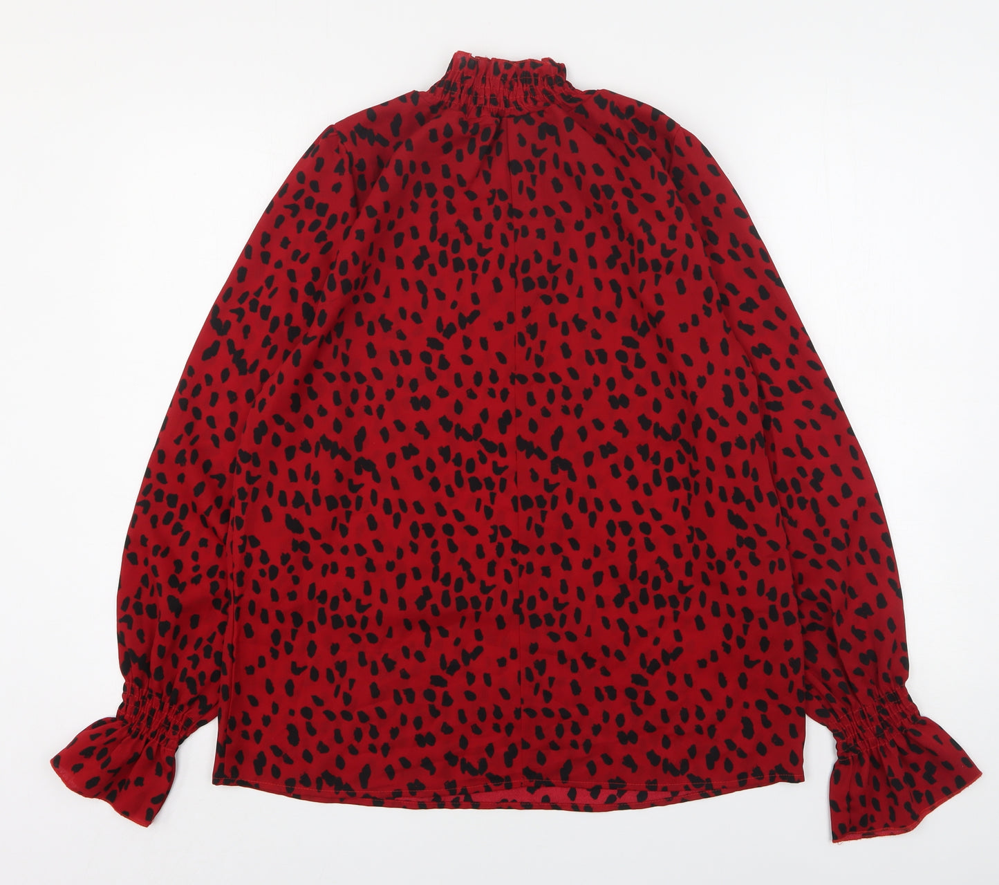 AX Paris Womens Red Animal Print Polyester Basic Blouse Size 8 High Neck