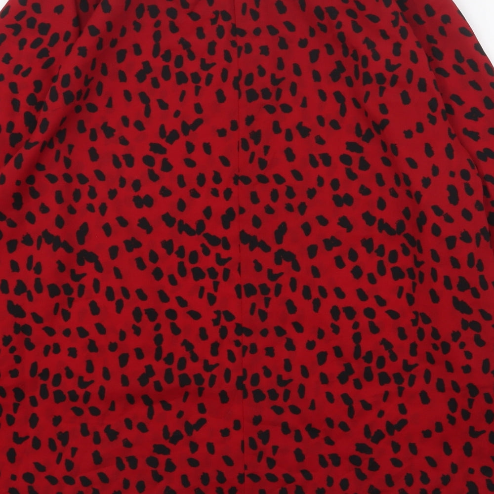 AX Paris Womens Red Animal Print Polyester Basic Blouse Size 8 High Neck