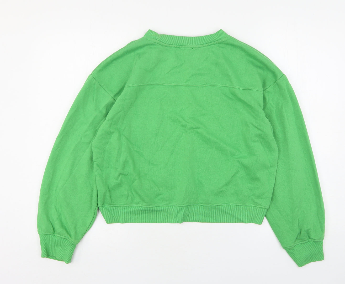 Zara Womens Green  Cotton Pullover Sweatshirt Size M