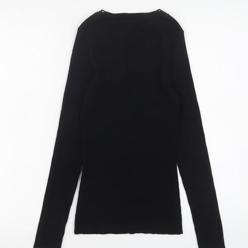 River Island  Womens Black  Viscose Basic T-Shirt Size 8 V-Neck