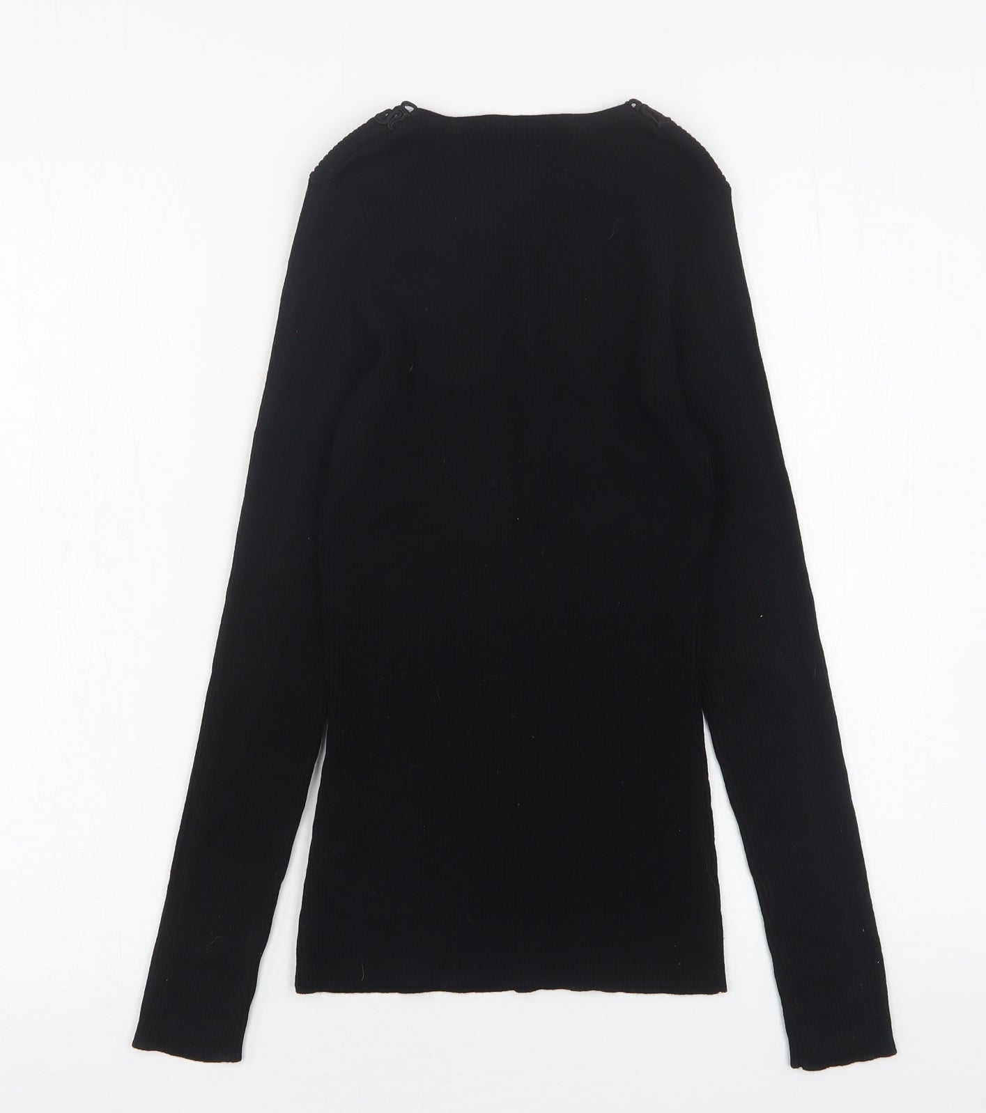 River Island  Womens Black  Viscose Basic T-Shirt Size 8 V-Neck