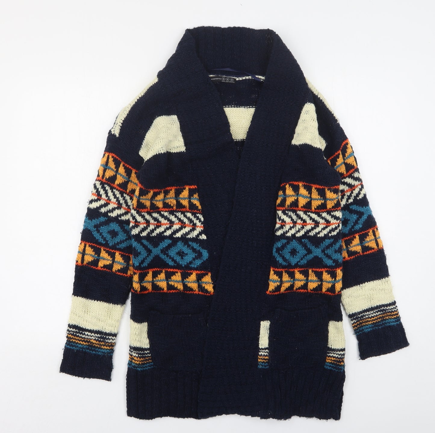 Atmosphere Womens Multicoloured V-Neck Fair Isle Polyester Cardigan Jumper Size S