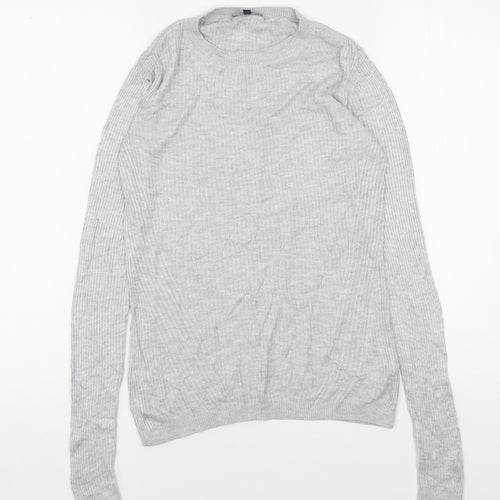 Warehouse Womens Grey Round Neck  Viscose Pullover Jumper Size 10