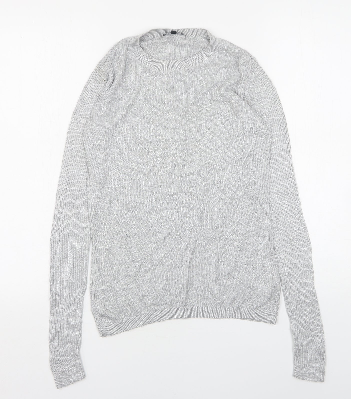 Warehouse Womens Grey Round Neck  Viscose Pullover Jumper Size 10