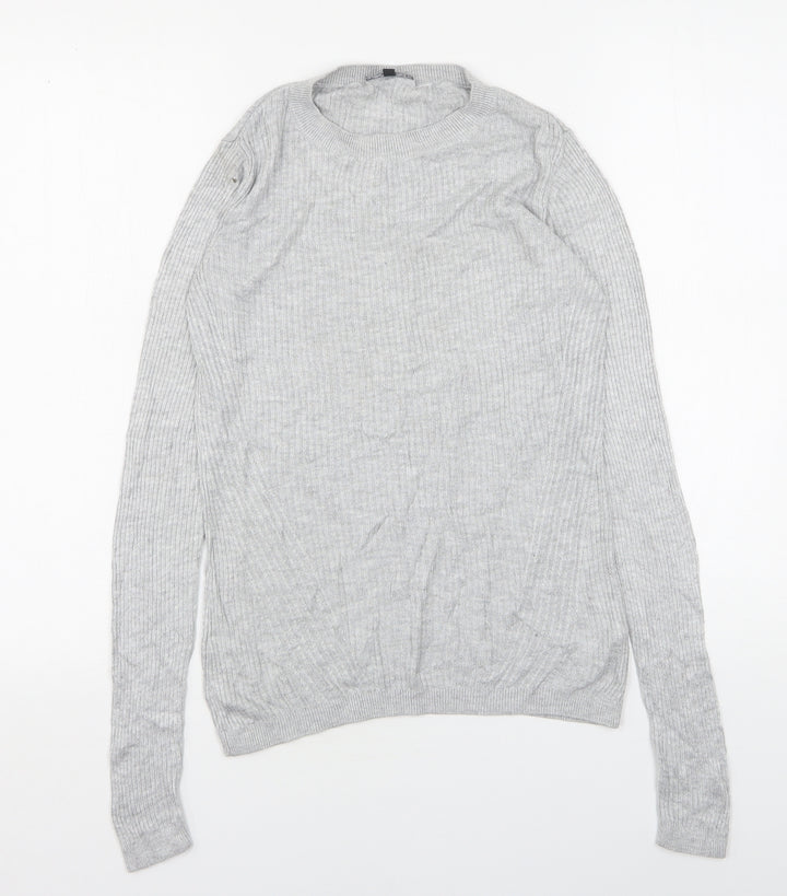 Warehouse Womens Grey Round Neck  Viscose Pullover Jumper Size 10
