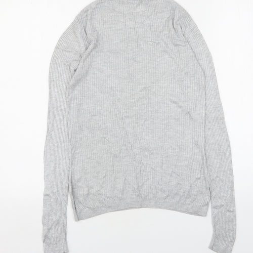 Warehouse Womens Grey Round Neck  Viscose Pullover Jumper Size 10