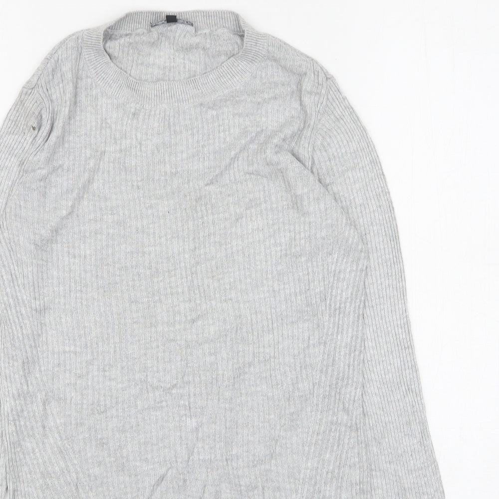 Warehouse Womens Grey Round Neck  Viscose Pullover Jumper Size 10