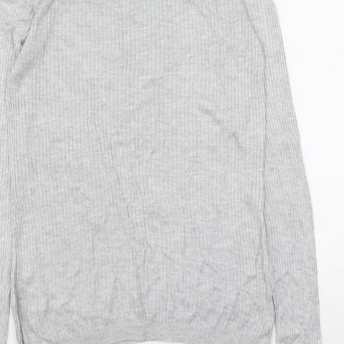 Warehouse Womens Grey Round Neck  Viscose Pullover Jumper Size 10