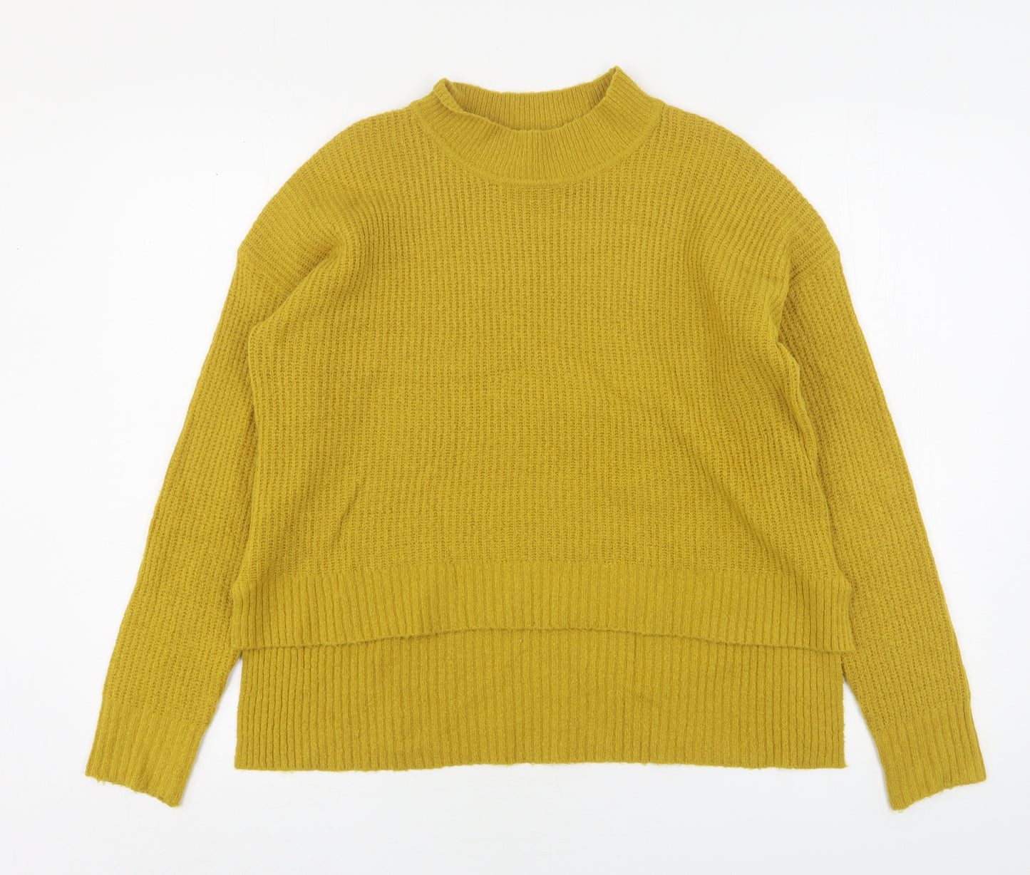 Ambiance Apparel Womens Yellow High Neck  Acrylic Pullover Jumper Size M