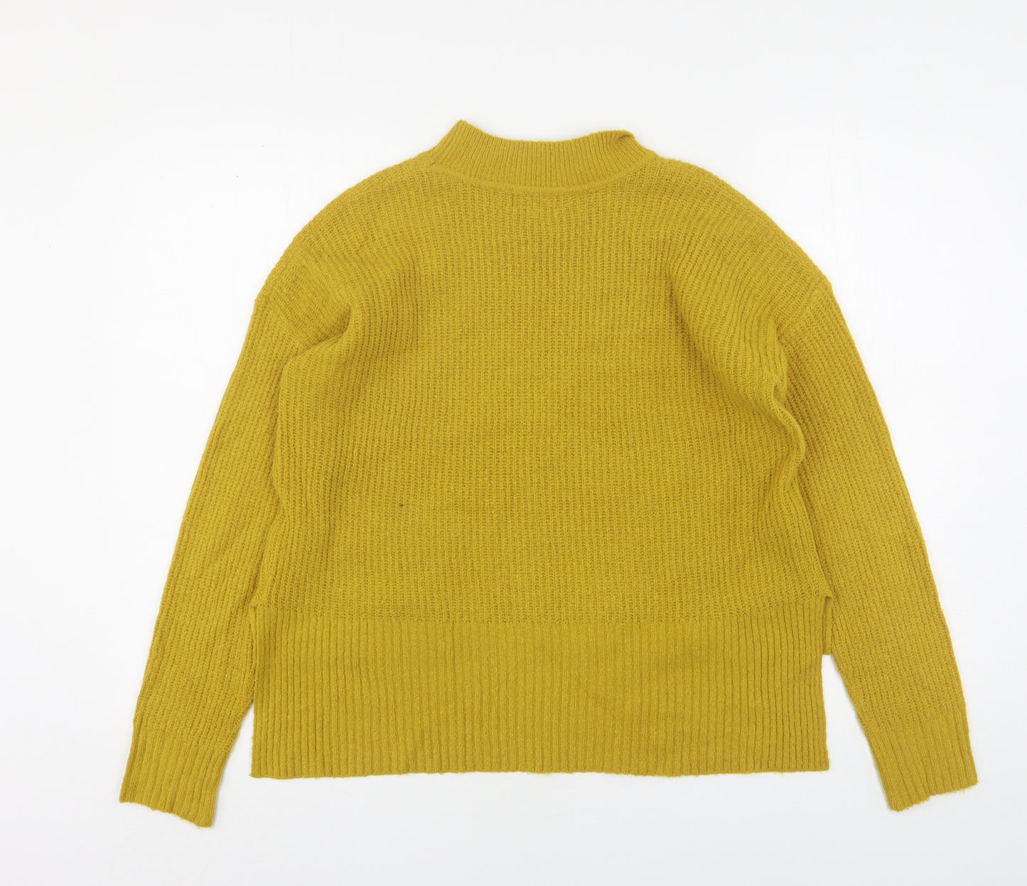 Ambiance Apparel Womens Yellow High Neck  Acrylic Pullover Jumper Size M