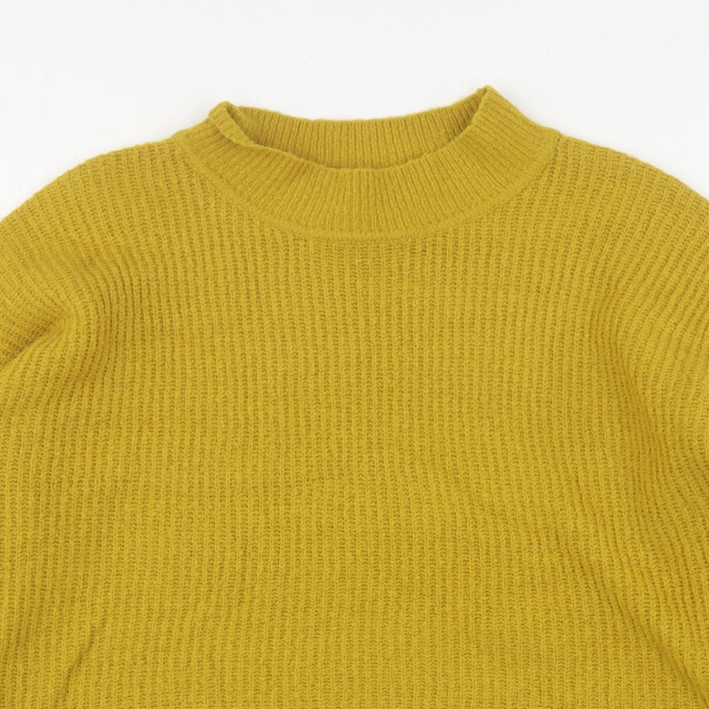 Ambiance Apparel Womens Yellow High Neck  Acrylic Pullover Jumper Size M