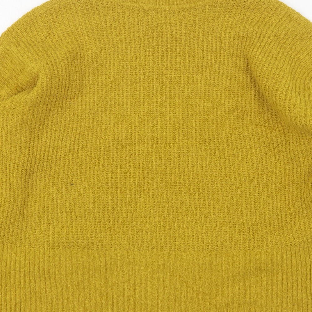 Ambiance Apparel Womens Yellow High Neck  Acrylic Pullover Jumper Size M