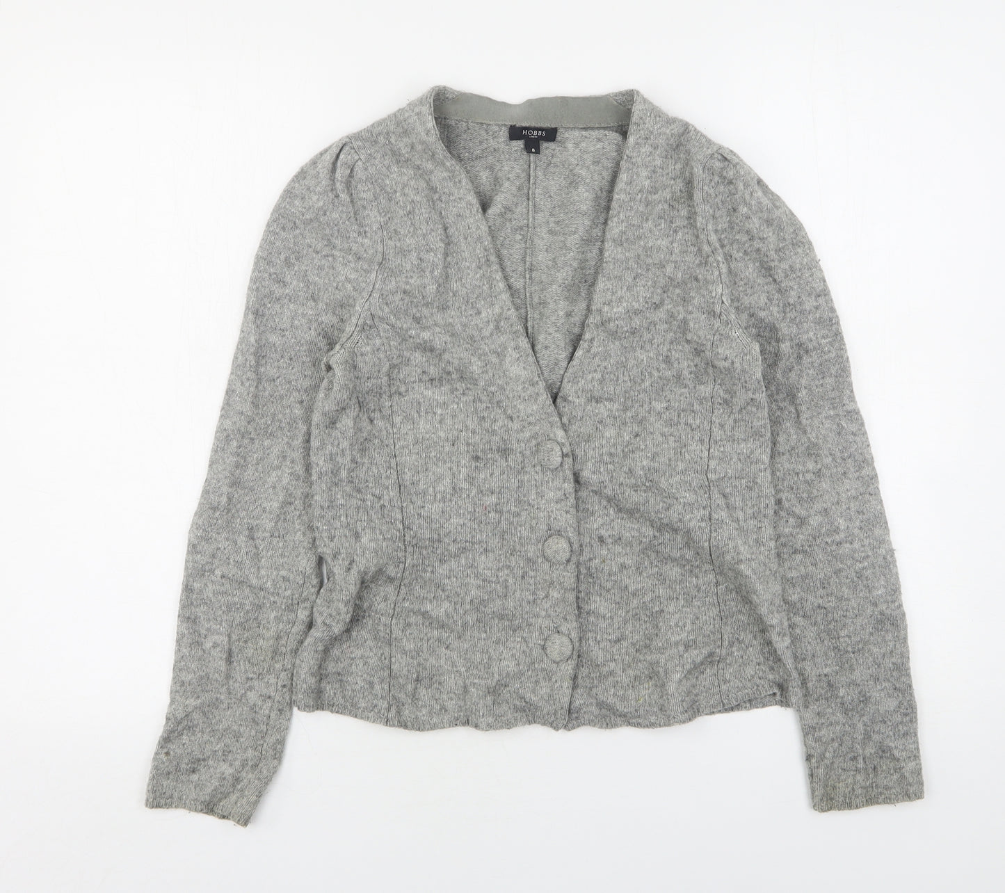 Hobbs  Womens Grey V-Neck  Wool Cardigan Jumper Size 8