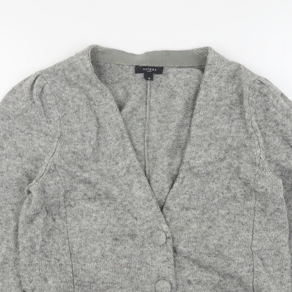 Hobbs  Womens Grey V-Neck  Wool Cardigan Jumper Size 8