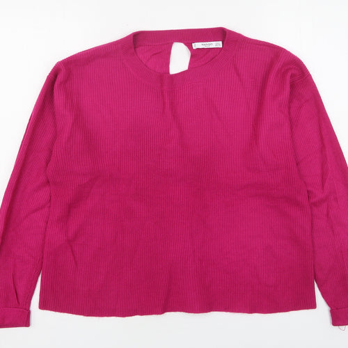 Mango Womens Pink Round Neck  Acrylic Pullover Jumper Size S