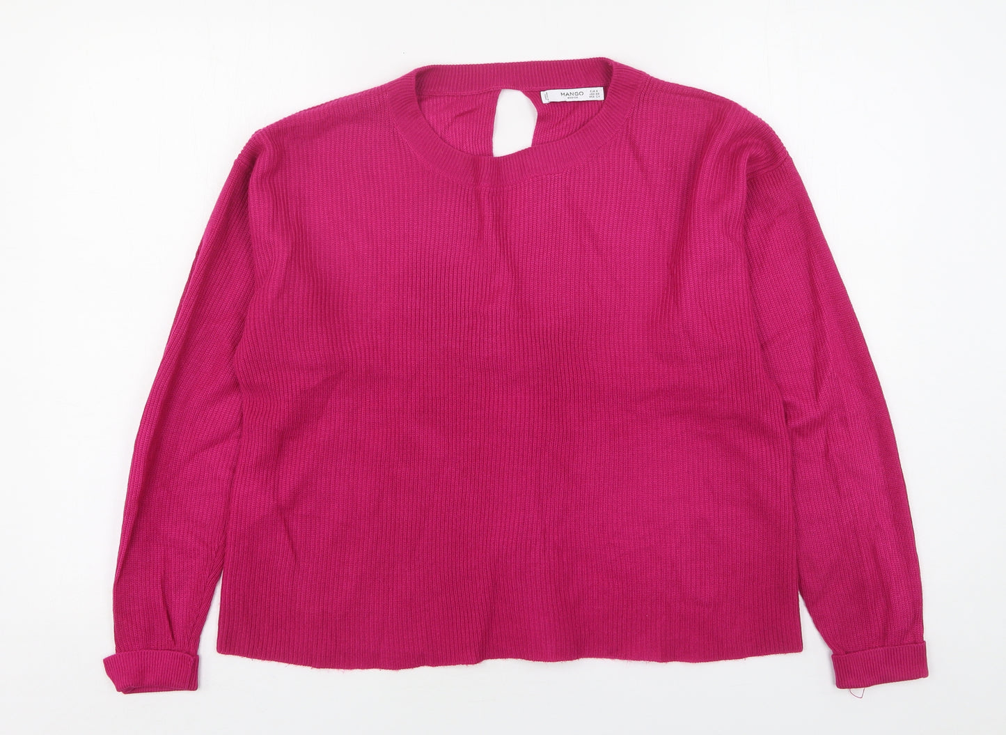 Mango Womens Pink Round Neck  Acrylic Pullover Jumper Size S