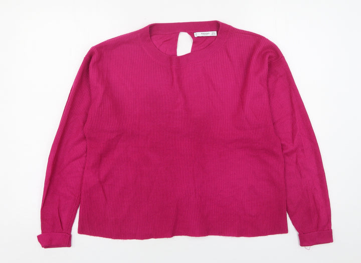 Mango Womens Pink Round Neck  Acrylic Pullover Jumper Size S