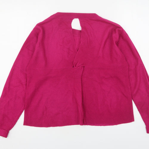 Mango Womens Pink Round Neck  Acrylic Pullover Jumper Size S