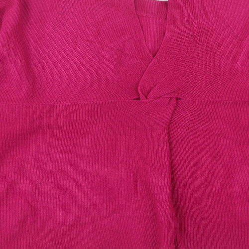 Mango Womens Pink Round Neck  Acrylic Pullover Jumper Size S