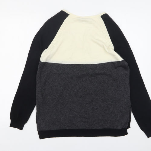 Marks and Spencer Womens Multicoloured V-Neck  Wool Pullover Jumper Size 8