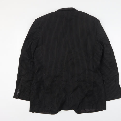 Burton  Mens Black Striped Polyester Jacket Suit Jacket Size 42