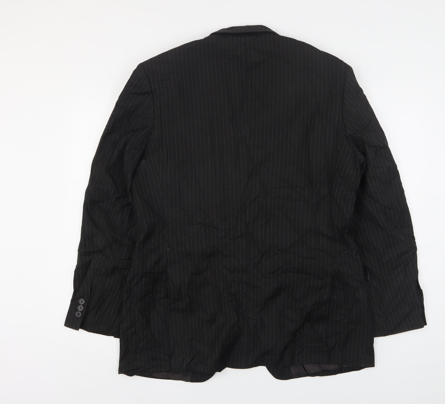 Burton  Mens Black Striped Polyester Jacket Suit Jacket Size 42