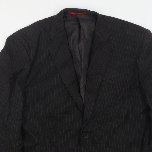 Burton  Mens Black Striped Polyester Jacket Suit Jacket Size 42