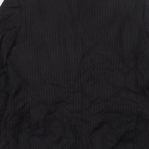 Burton  Mens Black Striped Polyester Jacket Suit Jacket Size 42