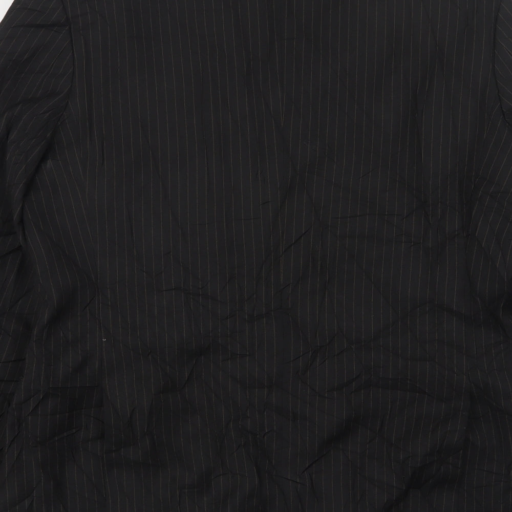 Burton  Mens Black Striped Polyester Jacket Suit Jacket Size 42