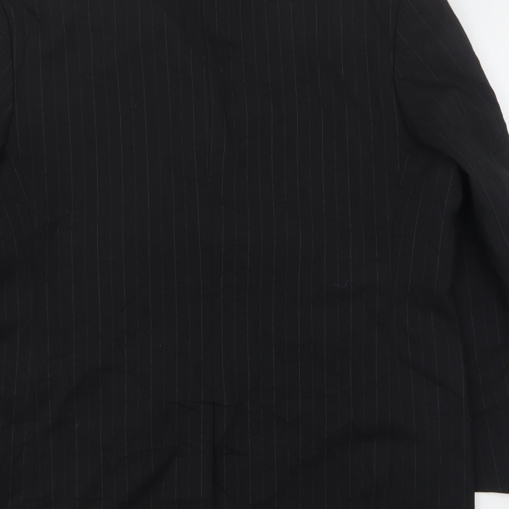 Armando Mens Black Striped Polyester Jacket Suit Jacket Size 46