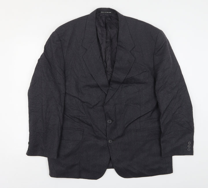 The Level Mens Grey Striped Wool Jacket Suit Jacket Size 46