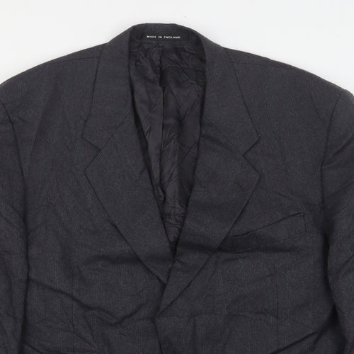 The Level Mens Grey Striped Wool Jacket Suit Jacket Size 46