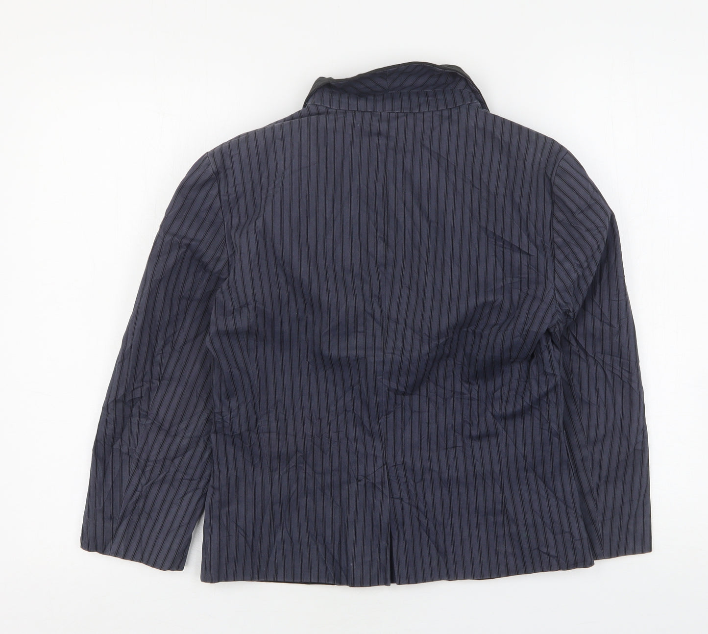 Topshop Womens Blue Striped Cotton Jacket Blazer Size 12