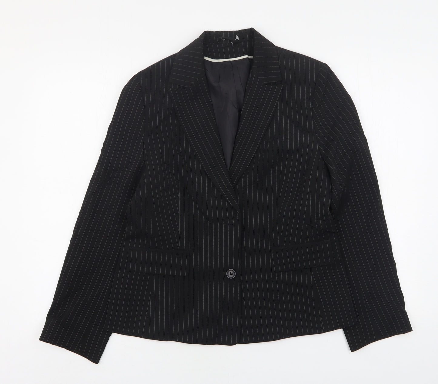 Dorothy Perkins Womens Black Striped Polyester Jacket Suit Jacket Size 14
